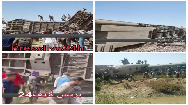 حادث تصادم كبير بين قطارين بمحافظة سوهاج بمصر… عشرات القتلى والجرحى بحادث قطاري سوهاج